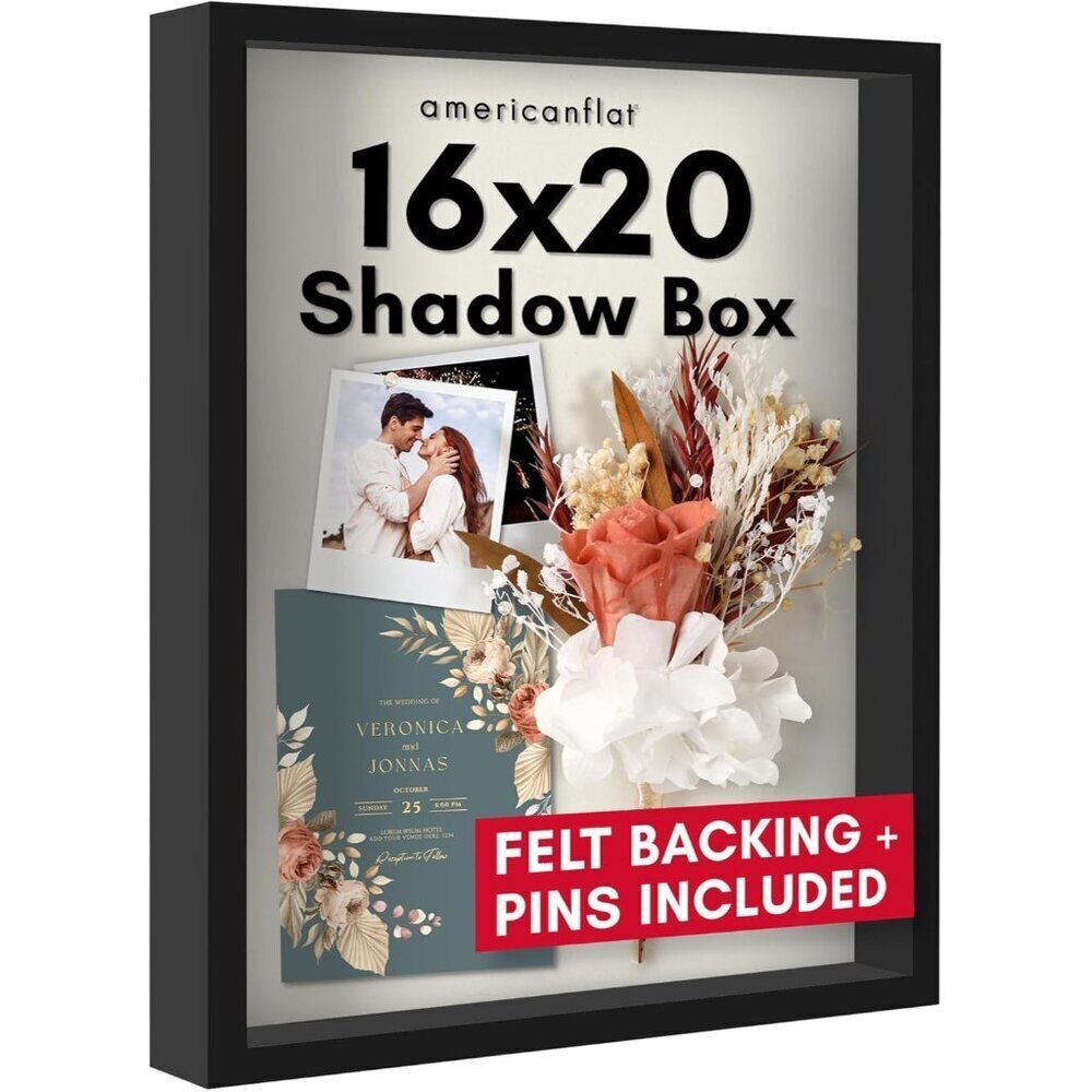 Large Shadow Box Frame 16x20 Black Plexiglass Display